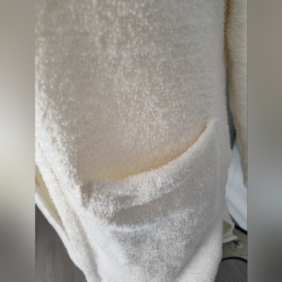 Soma Plush Super Soft Hooded Cardigan Ivory Color Sz Medium Pockets Lush Cozy - Picture 2 of 10